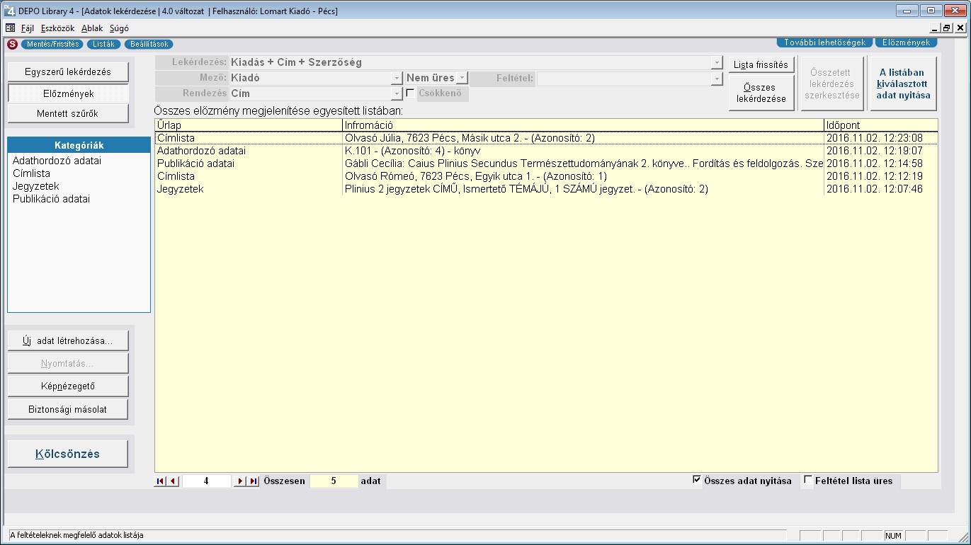 Adatok megnyitása elzmények alapján kép