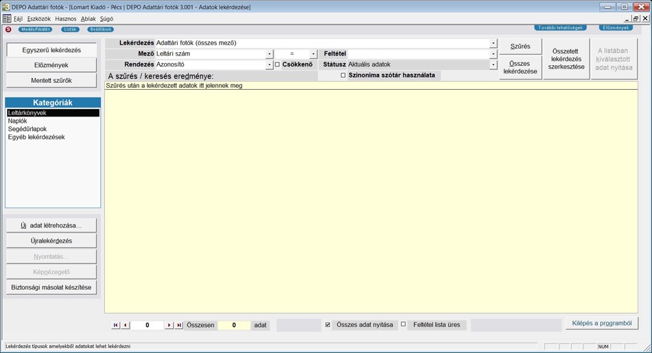Indítás, adatok lekérdezése rlap