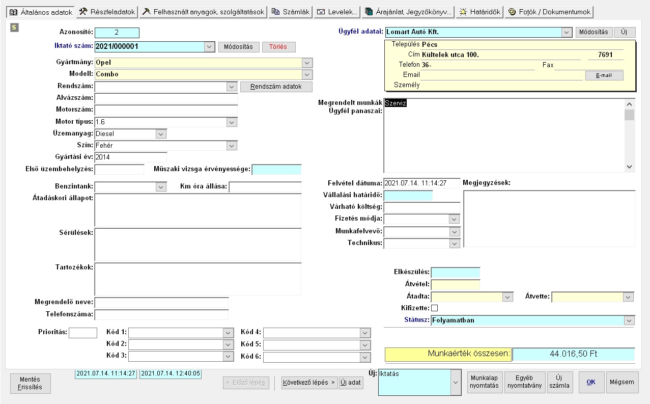 Szolgáltatások rlap