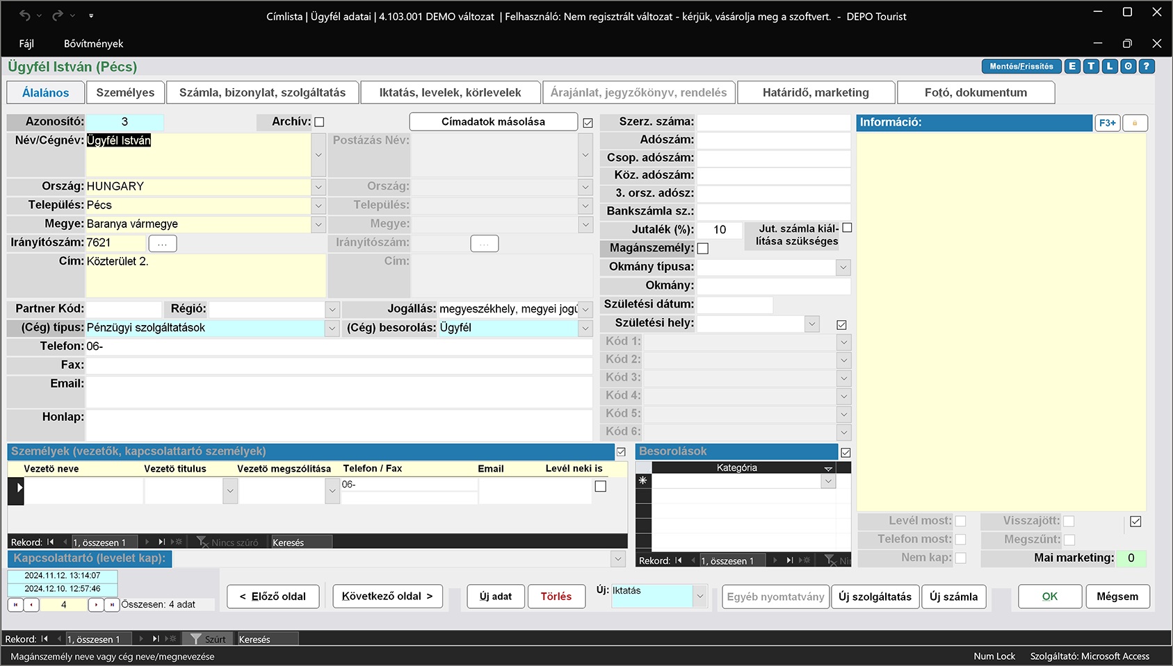 Új ügyfél rögzítése rlap