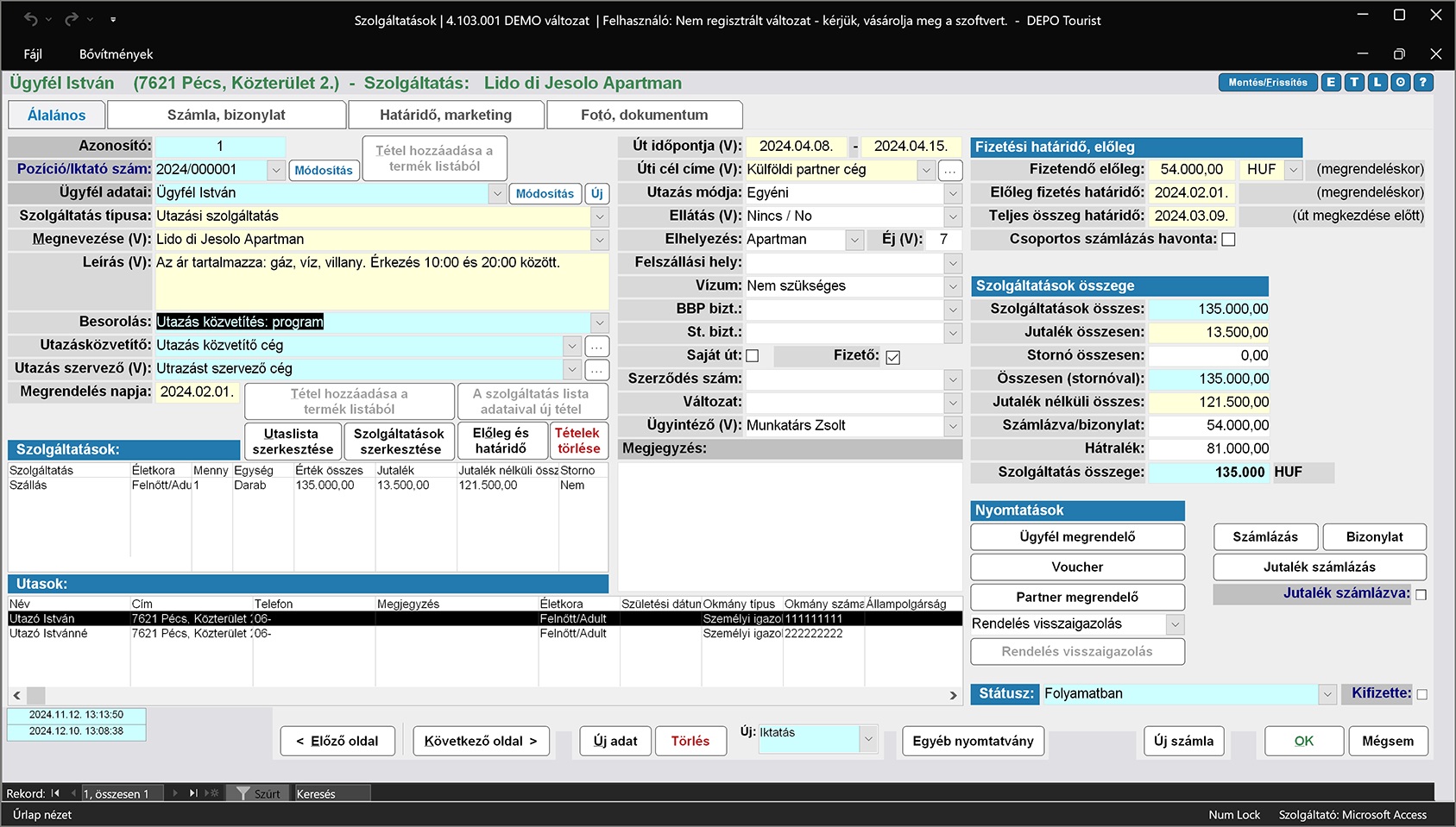 Indítás, adatok lekérdezése rlap