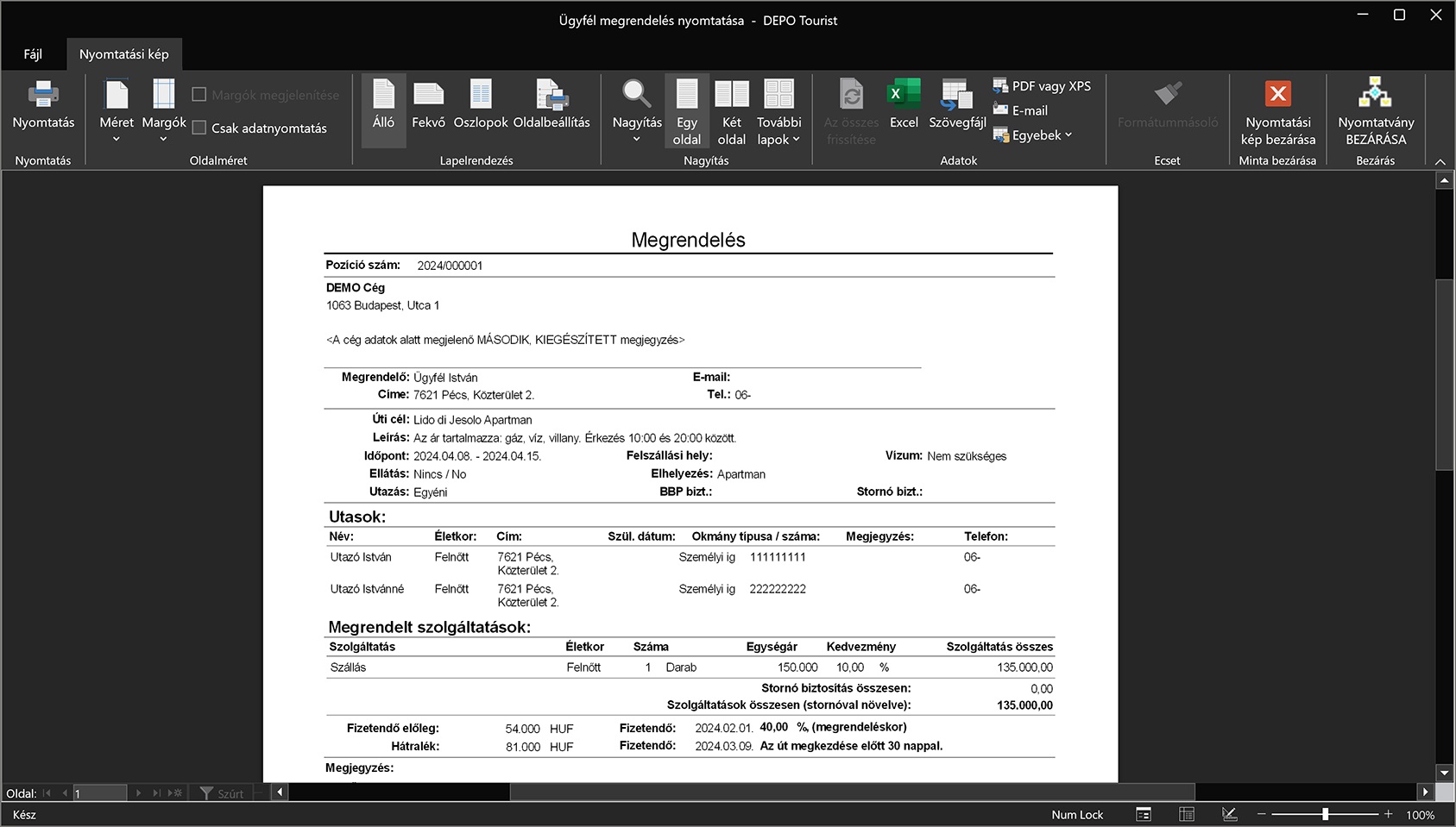 Ügyfél megrendel nyomtatása